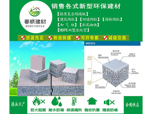 輕質(zhì)復合隔墻板用途 江西春順建材直供隔墻板